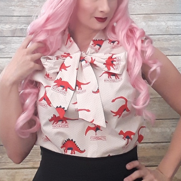 Modcloth Tops - ⭐Last One!⭐ Modcloth Dino Science Teacher Bow Top